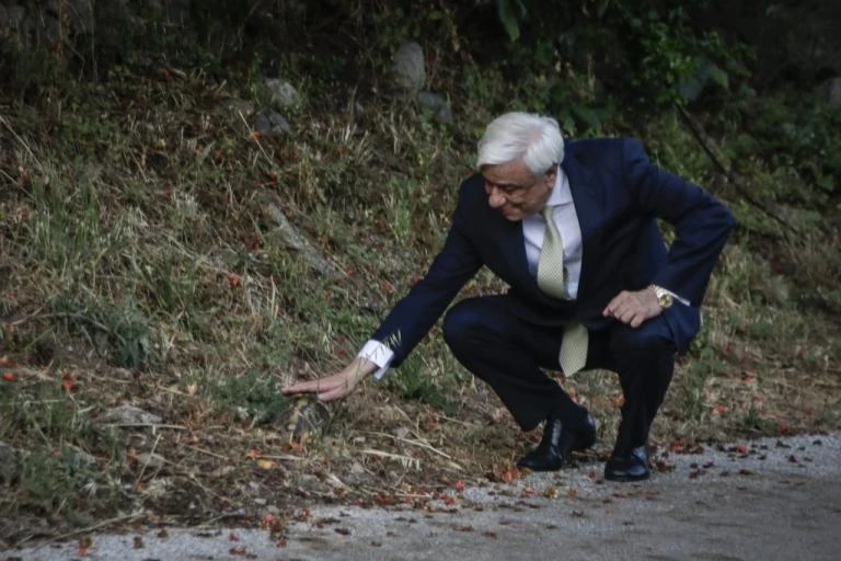 O Προκόπης Παυλόπουλος παίζει με μια χελωνίτσα και… τρώει ξινά κορόμηλα – Εικόνες